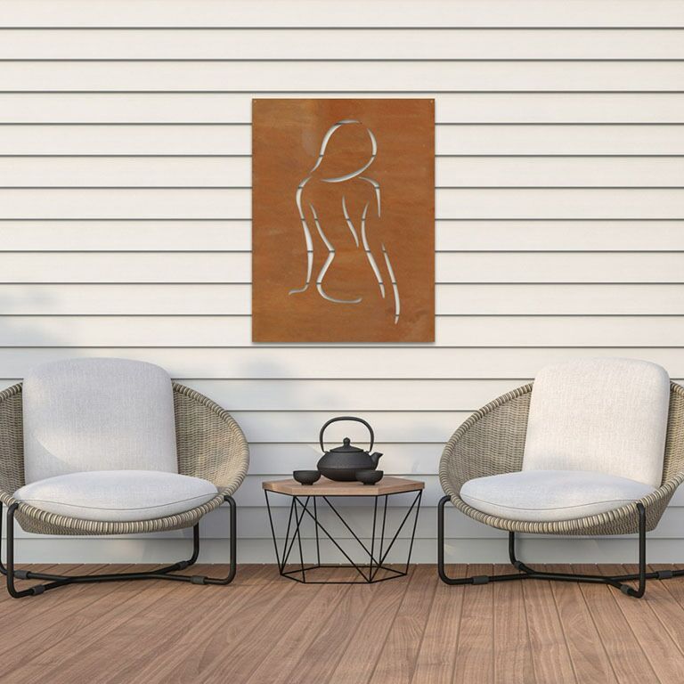 Corten steel wall decor Woman