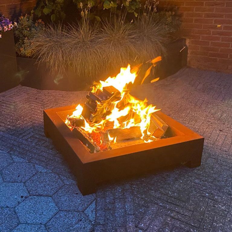 Corten steel bowl fire pits Detroit (Square)