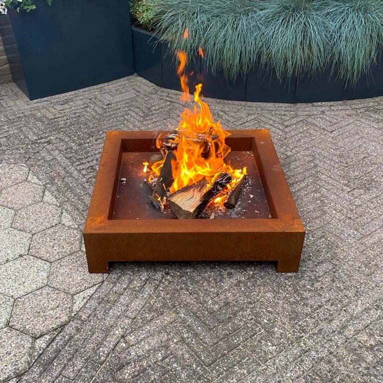 Corten steel bowl fire pits Detroit (Square)