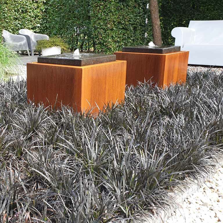 Corten steel water feature 50 x 50 x 40 cm