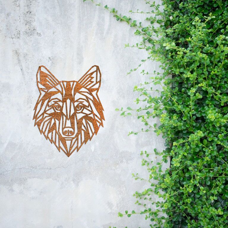 Corten steel wall decor Wolf 1.0