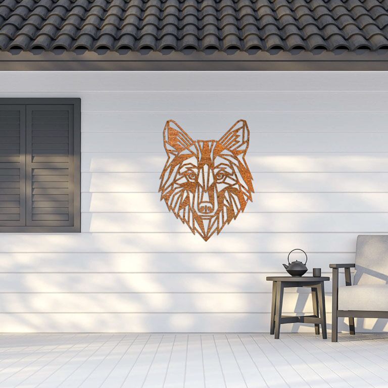 Corten steel wall decor Wolf 1.0