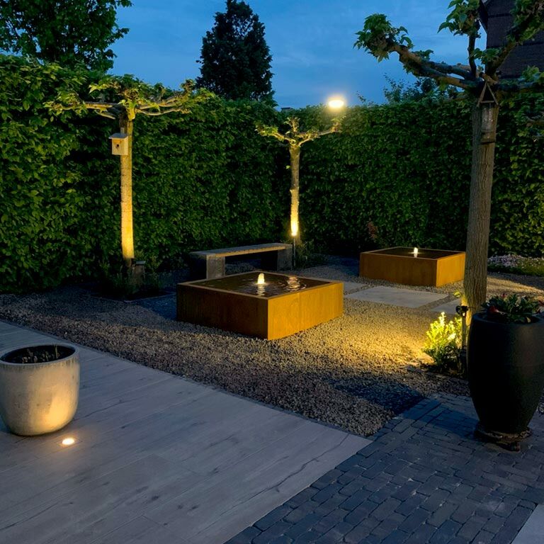 Corten steel water table 120 x 120 x 40 cm