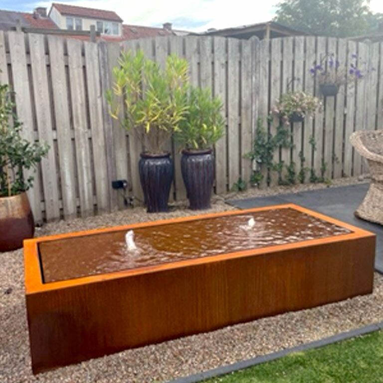 Corten steel water table 200 x 80 x 40 cm