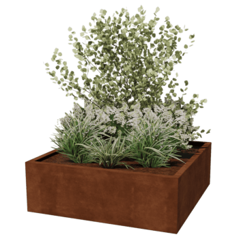Corten steel welded planters Montana 120 x 120 x 40 cm