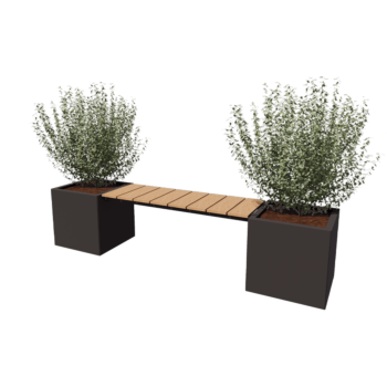Steel planter - Square - 221,2 x 50 x 50 cm - Other RAL colour - With bottom plate - With garden bench