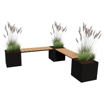 Steel planter - Square - Corner - 221,2 x 221,2 x 50 cm - Other RAL colour - With bottom plate - With garden bench