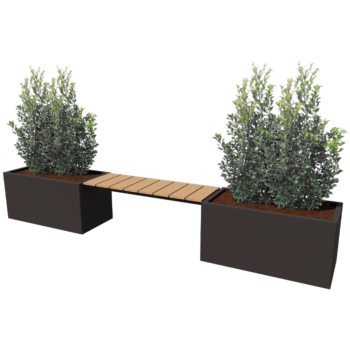 Steel planter - Rectangle - 321,2 x 50 x 50 cm - Other RAL colour - Without bottom plate - With garden bench