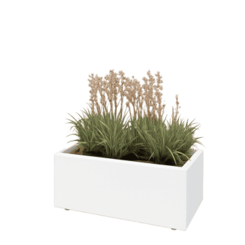 Steel planter - Rectangle - 80 x 40 x 30 cm - RAL9005 matt (white) - With bottom plate - With legs