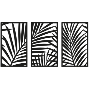 Metal wall art - Ferns 3-part Small - 100 x 113,2 cm