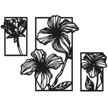 Metal wall decor Flowers 3 parts