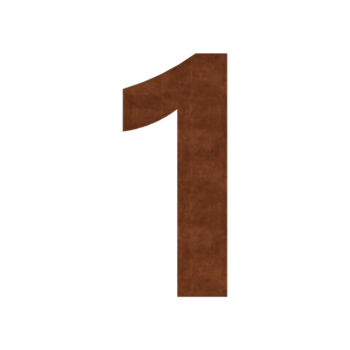 Corten steel house number 1 - 6,4 x 15 cm
