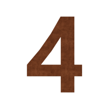 Corten steel house number 4 - 11,7 x 15 cm - Self adhesive