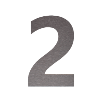 Stainless steel house number 2 - 19,6 x 30 cm - Brushed