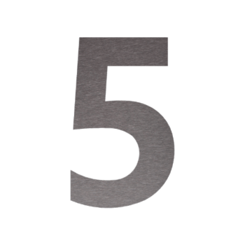 Stainless steel house number 5 - 48,7 x 80 cm - Brushed