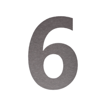 Stainless steel house number 6 - 10,1 x 15 cm - Brushed