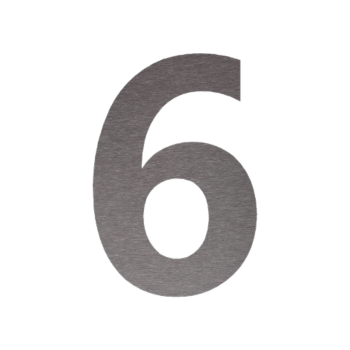 Stainless steel house number 6 - 33,6 x 50 cm - Brushed
