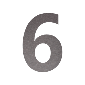 Stainless steel house number 6 - 53,7 x 80 cm - Brushed