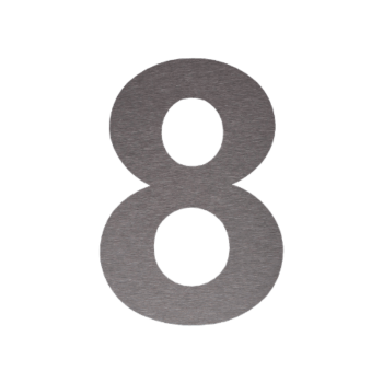 Stainless steel house number 8 - 10,3 x 15 cm - Brushed