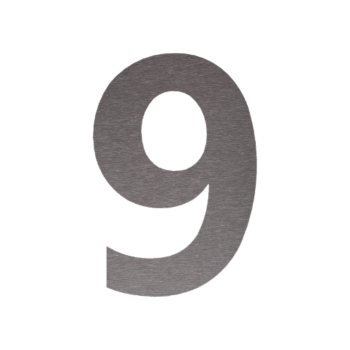 Stainless steel house number 9 - 10 x 15 cm - Brushed