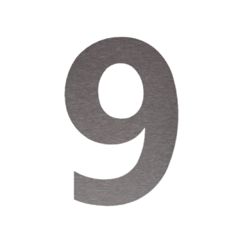Stainless steel house number 9 - 20,2 x 30 cm - Brushed