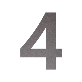 Stainless steel house number 4 - 11,7 x 15 cm - Self adhesive