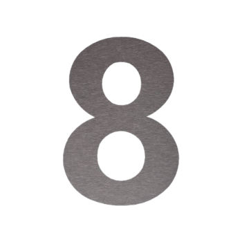 Stainless steel house number 8 - 10,3 x 15 cm - Self adhesive