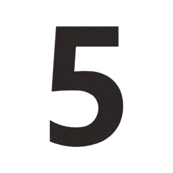 Stainless steel house number 5 - 9,2 x 15 cm - RAL9005 fine texture (black) - Self adhesive