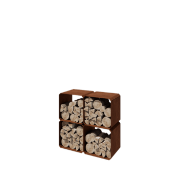 Corten steel log storage - Colorado 4 pieces - 40 x 40 x 40 cm