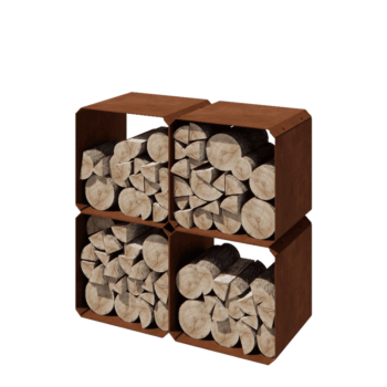 Corten steel log storage - Colorado 4 pieces - 40 x 40 x 40 cm
