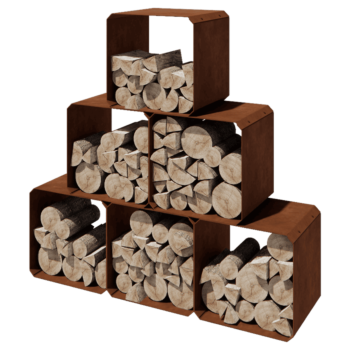 Corten steel log storage - Colorado 6 pieces - 40 x 40 x 40 cm