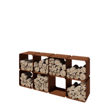 Corten steel log storage - Colorado 8 pieces - 40 x 40 x 40 cm