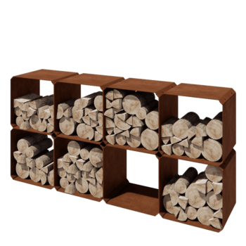 Corten steel log storage - Colorado 8 pieces - 40 x 40 x 40 cm