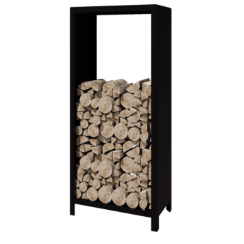 Steel log storage - Indiana - 80 x 40 x 180 cm - RAL9005 matt (black)