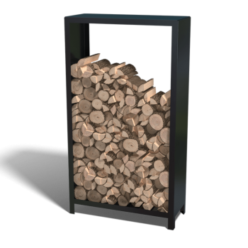 Steel log storage - Indiana - 100 x 40 x 180 cm - RAL9005 matt (white)