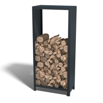 Steel log storage - Indiana - 80 x 40 x 180 cm - RAL9005 matt (white)