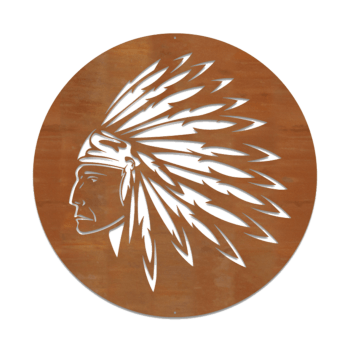 Corten steel wall decor Native American
