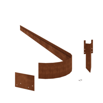 Corten steel lawn border edging - Flattened FLEX - Height 13 cm - Complete set 15 meter