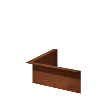 Corten steel lawn border edging - Bent edge - Inner corner - Height 12 cm
