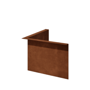 Corten steel lawn border edging - Bent edge - Inner corner - Height 22 cm