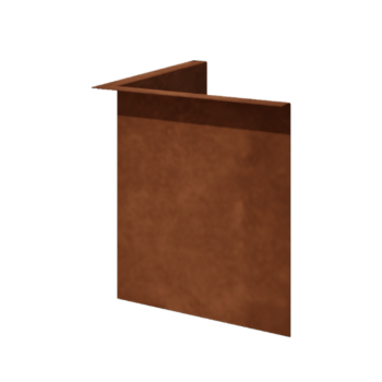 Corten steel lawn border edging - Bent edge - Inner corner - Height 34 cm