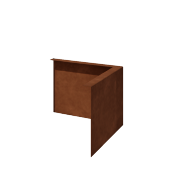 Corten steel lawn border edging - Bent edge - Outer corner - Height 22 cm