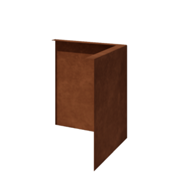 Corten steel lawn border edging - Bent edge - Outer corner - Height 34 cm