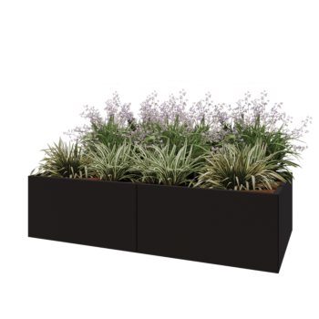 Steel planter XXL - Rectangle - 200 x 100 x 50 cm - RAL9005 matt (black) - Without bottom plate
