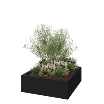 Fibreglass planter - Square - 120 x 120 x 40 cm - RAL7021 matt (black grey) - With bottom