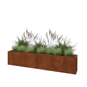 Corten steel planter XXL - Rectangle - 200 x 30 x 40 cm - With bottom plate