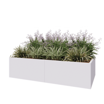 Steel planter XXL - Rectangle - 200 x 100 x 50 cm - RAL9005 matt (white) - Without bottom plate