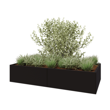 Steel planter XXL - Rectangle - 200 x 100 x 40 cm - RAL9005 matt (black) - Without bottom plate