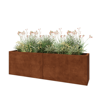 Corten steel planter XXL - Rectangle - 200 x 40 x 60 cm - With bottom plate
