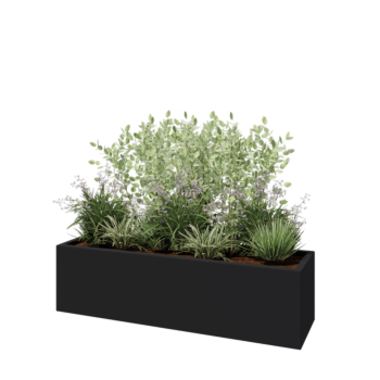 Fibreglass planter - Rectangle - 150 x 40 x 40 cm - RAL7021 matt (black grey) - With bottom